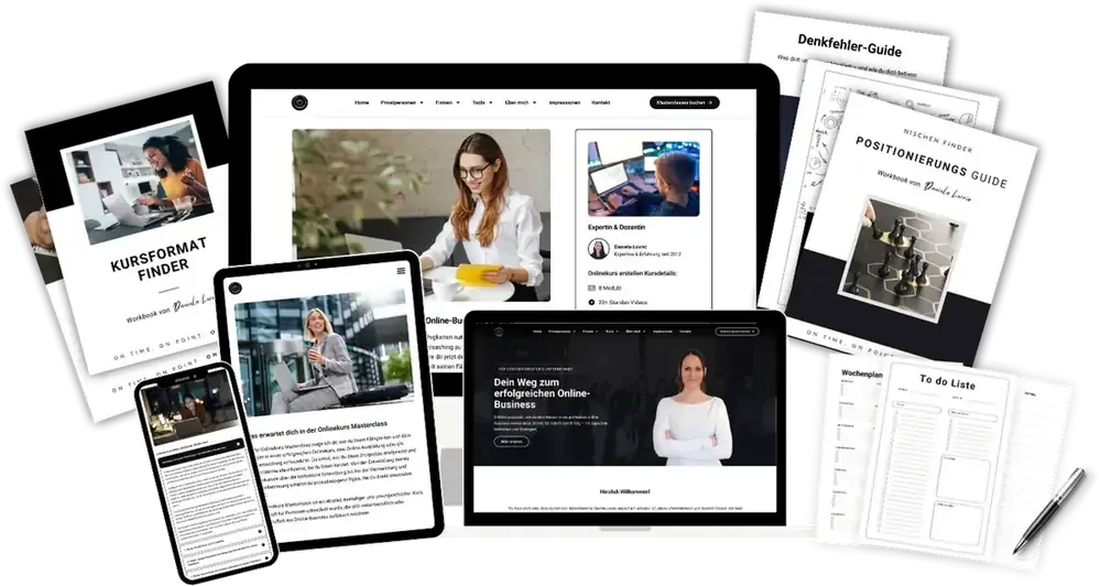 Onlinekurs Masterclass auf Laptop, Tablet und Handy